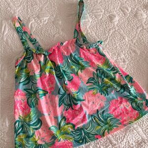 Lilly Pulitzer Jia Tank Top Size Pineapple Shake Ibiza Floral Ruffle Tank Top